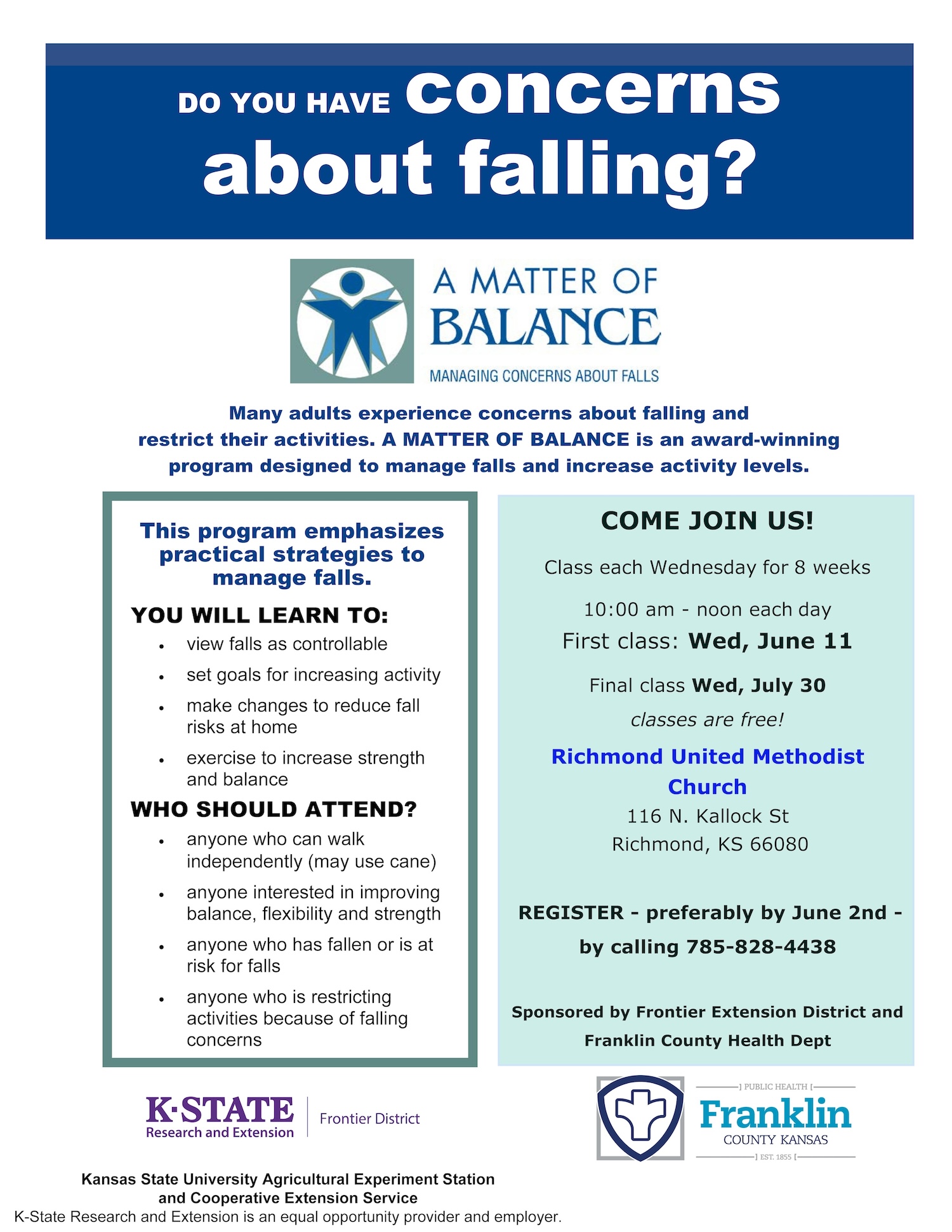 Matter of Balance classes in Richmond Kansas